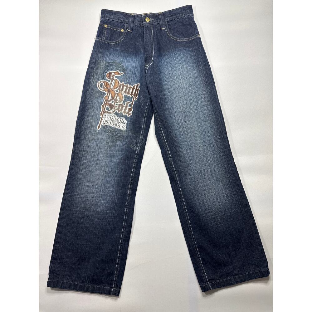 Southpole  RN82628 Youth Boys Graphic Print Wide Leg Blue Jeans Sz16 (27x28)